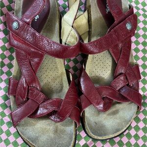 Taos Footwear Women's Red Braided Leather Sandals